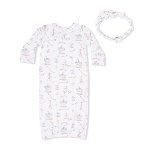 Carousel w. bows kimono gown & knot headband