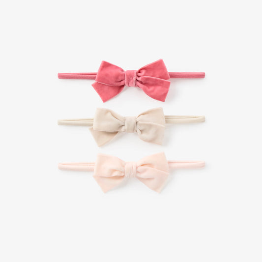 Velvet bow headbands 3pk