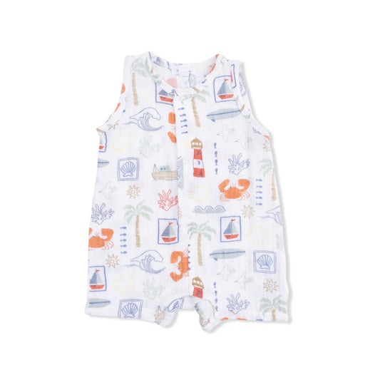 Club mediterranean sleeveless shortie romper