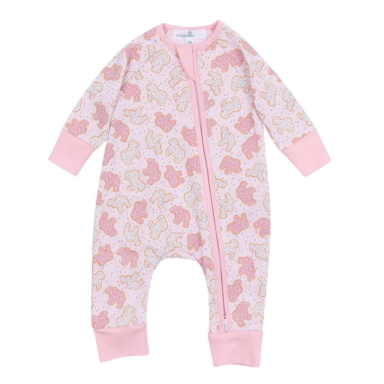 Animal cracker zipper playsuit - pink