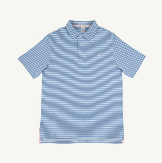 Prim and proper s/s polo - sumner county stripe/sunrise blvd blue