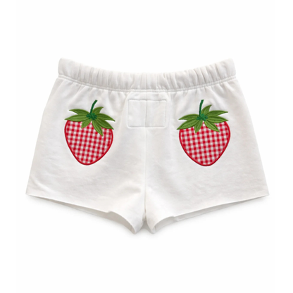 Leah shorts - strawberries/vintage white