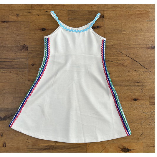 Fit and flare multicolor rick rack french terry