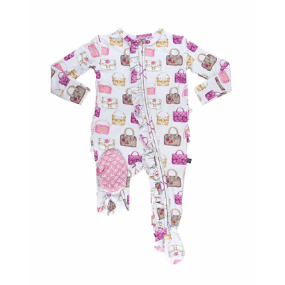 Jules ruffled zipper footie