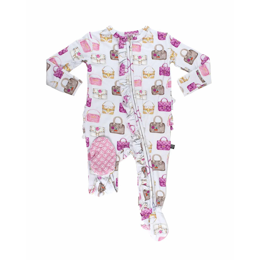 Jules ruffled zipper footie