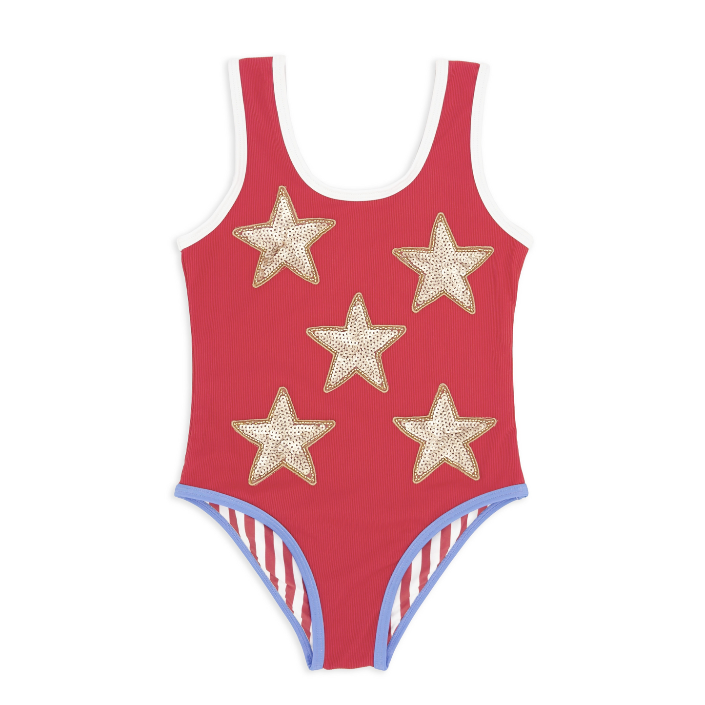 Wave break one piece - true red stars