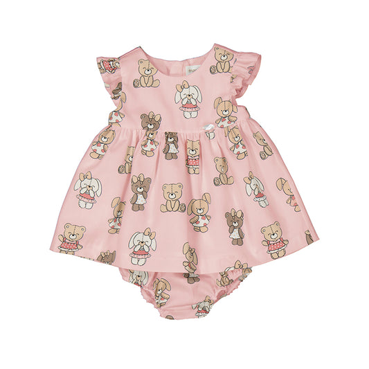 Teddy & bunny dress - baby rose