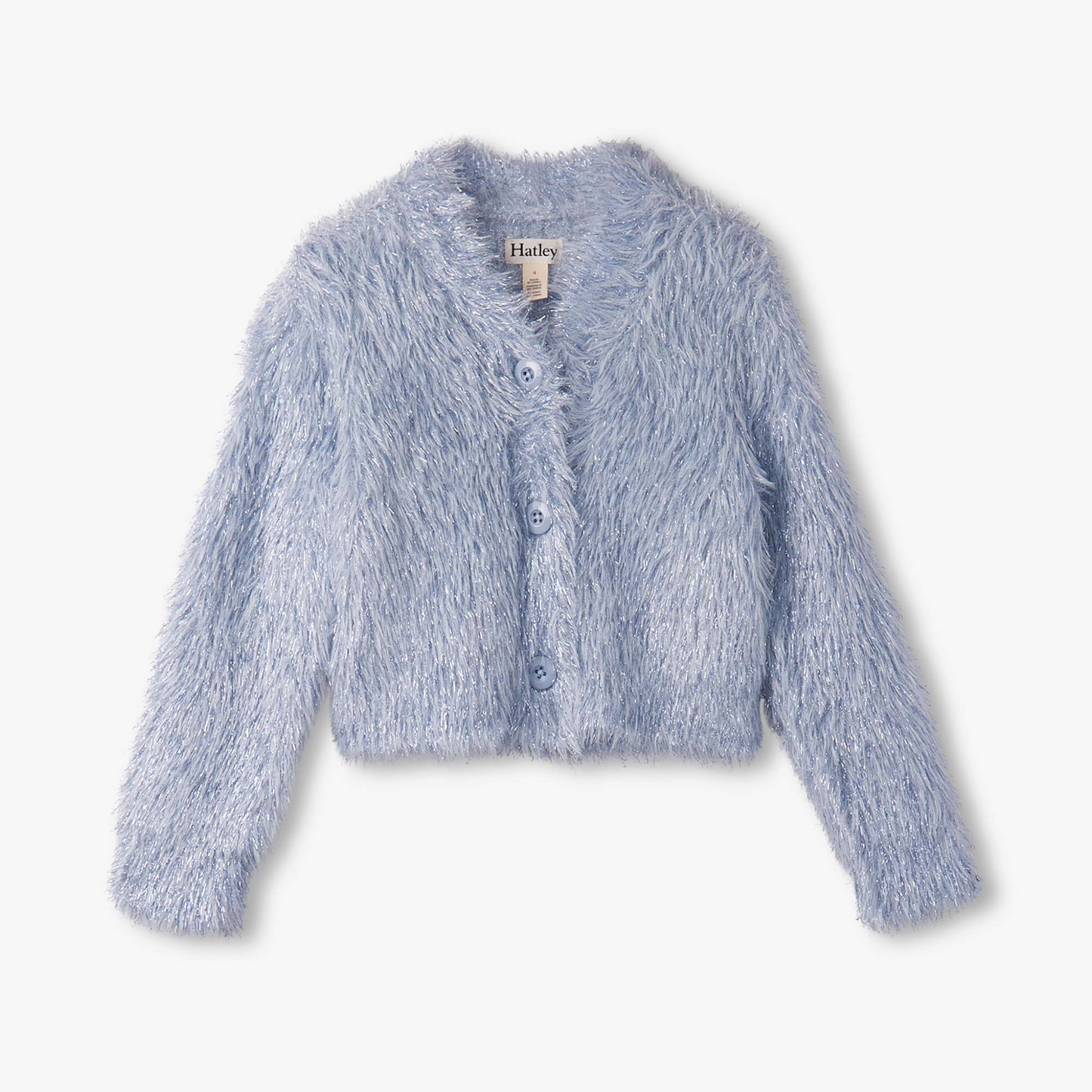 Glitter heart metallic cardigan - blue