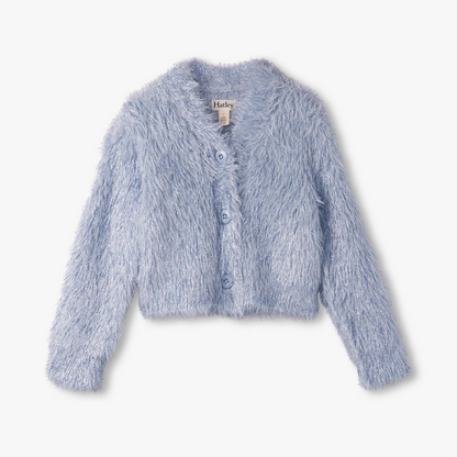 Glitter heart metallic cardigan - blue