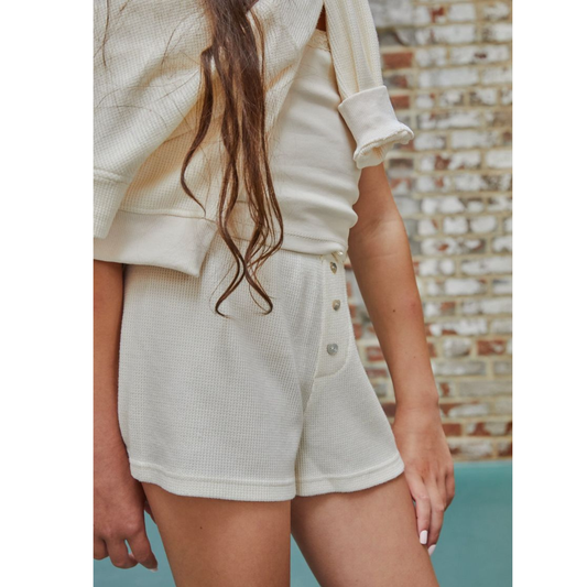 Wes creamy white waffle shorts