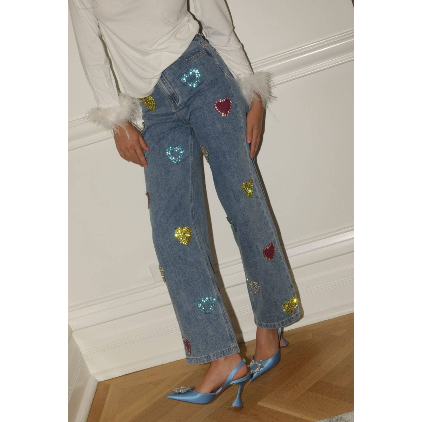 Gems rainbow heart jeans