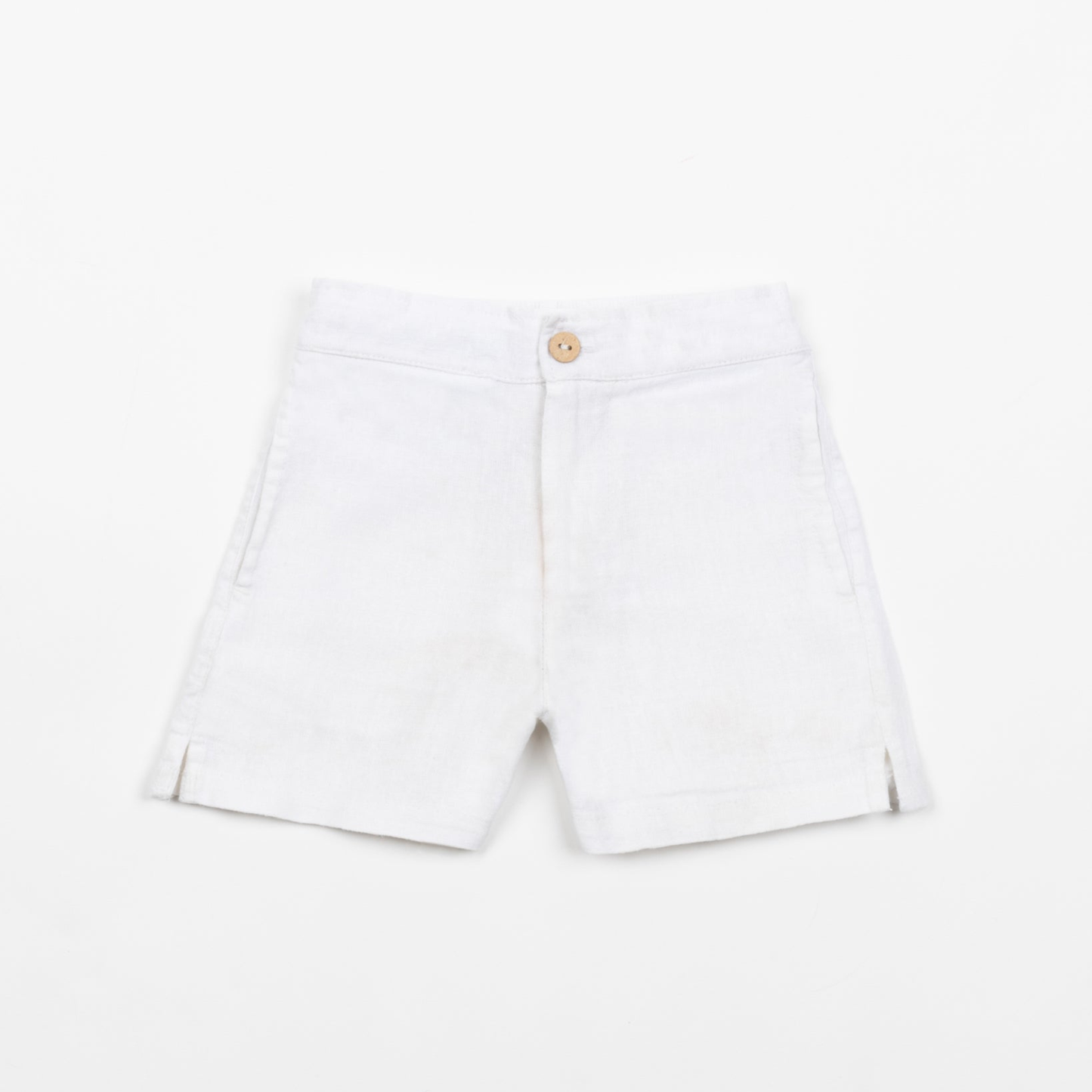White linen shorts