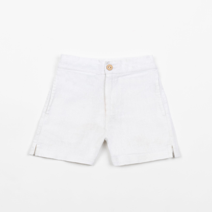 White linen shorts
