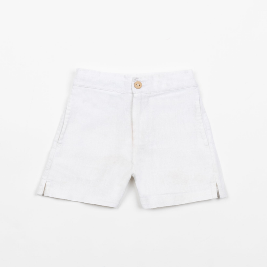 White linen shorts
