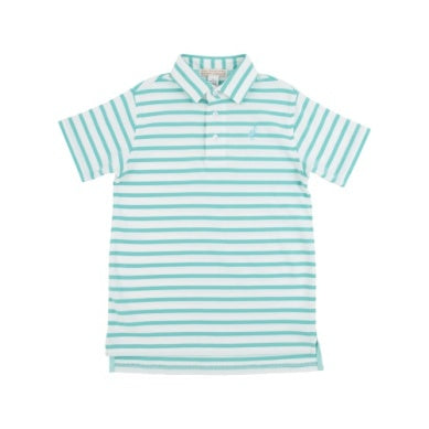 Prim and proper s/s polo - turks teal stripe/eeb