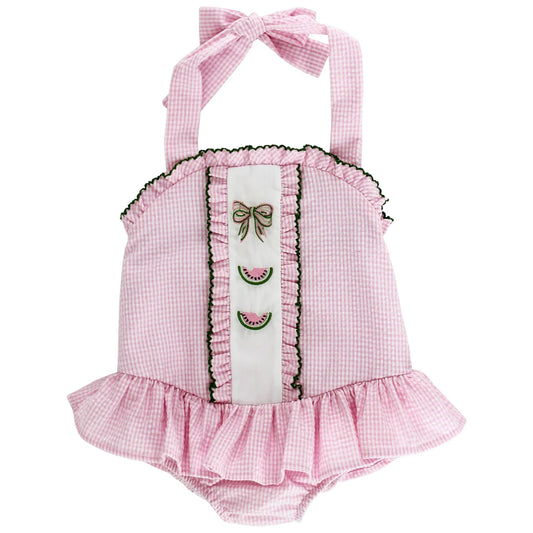 Summer slice one piece suit w. ruffles