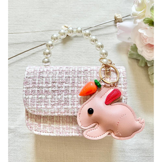 Tween purse w. hanging bunny - pink