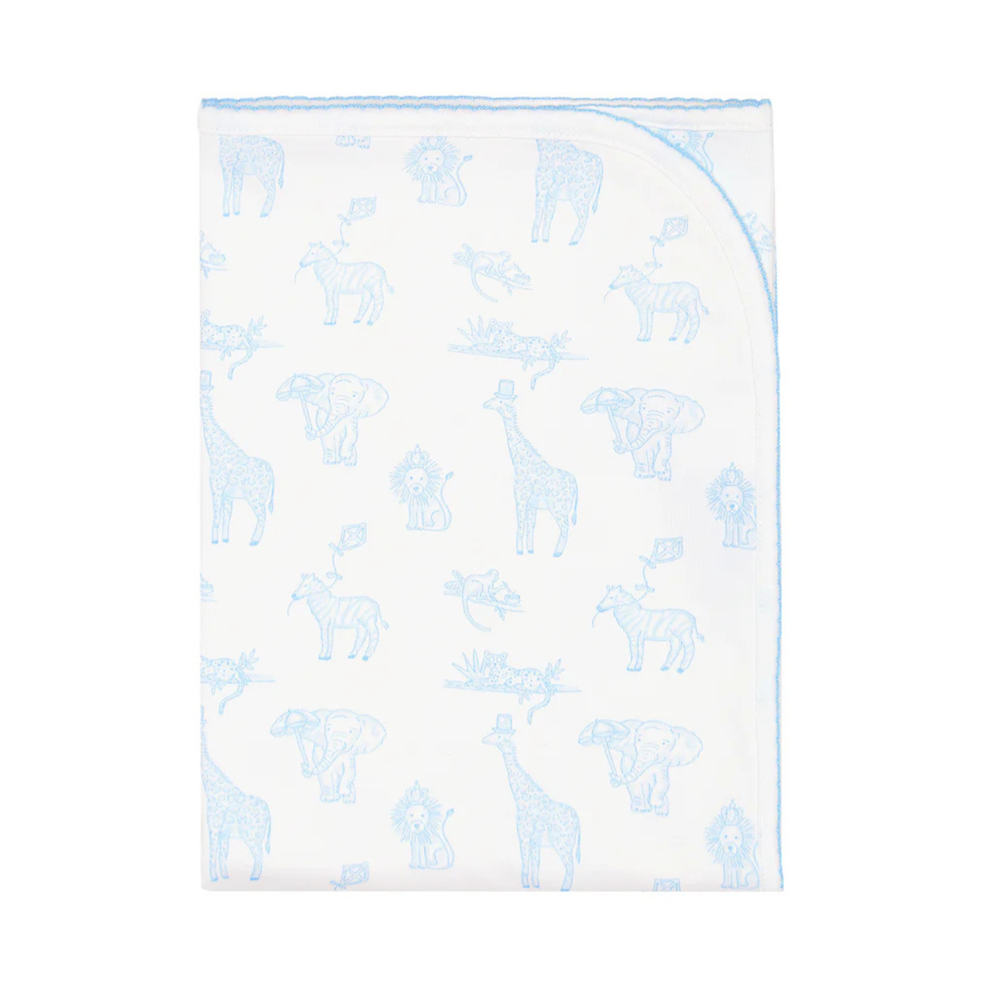 Blue safari receiving blanket