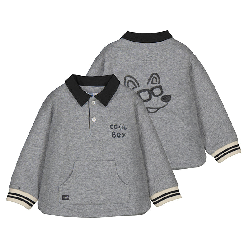 Embroidered pullover - bright ash