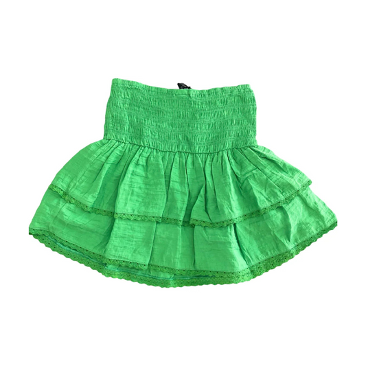 Green lace ruffle skirt