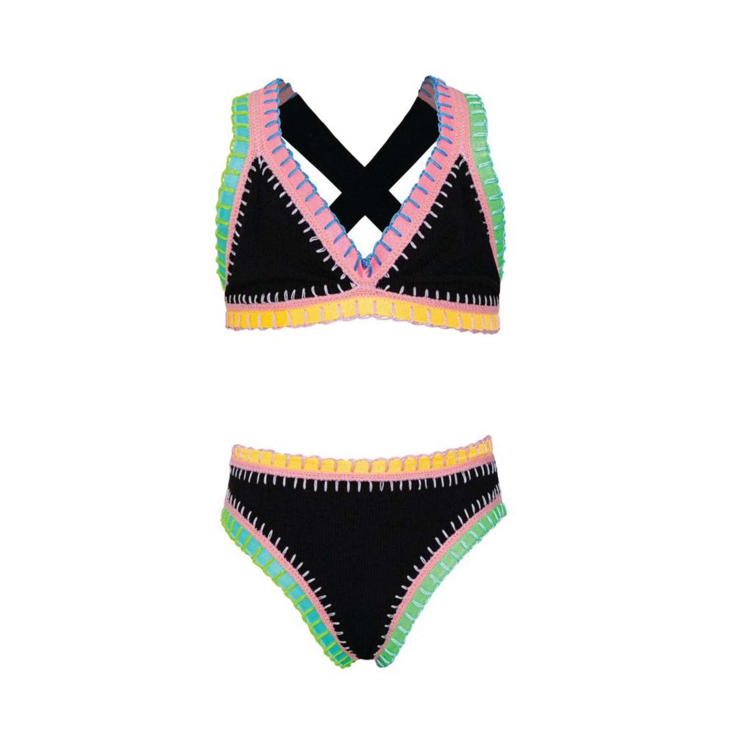 Black rainbow emb. bikini