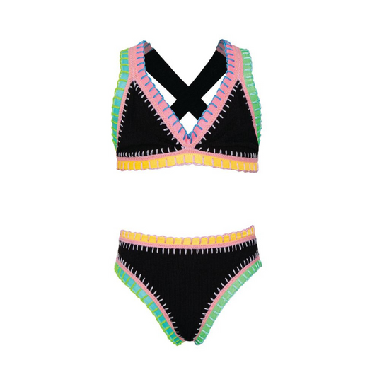 Black rainbow emb. bikini