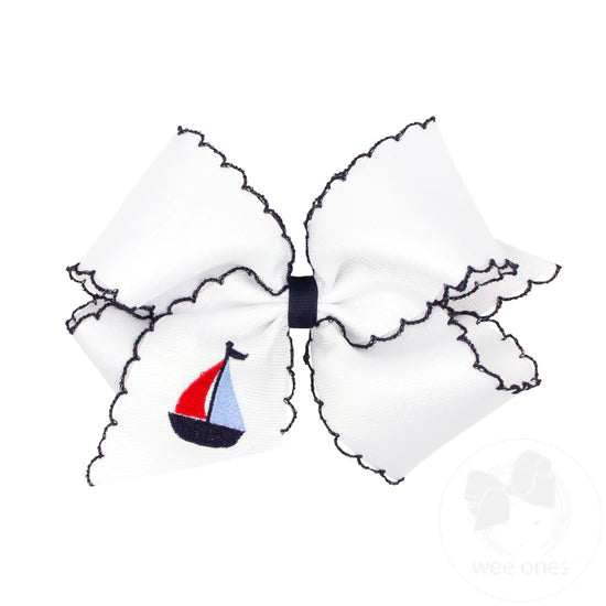 Nautical emb king bow - white/navy