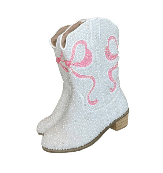 Crystal bow cowgirl boots