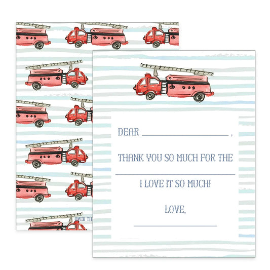 Firetruck thank you notecards