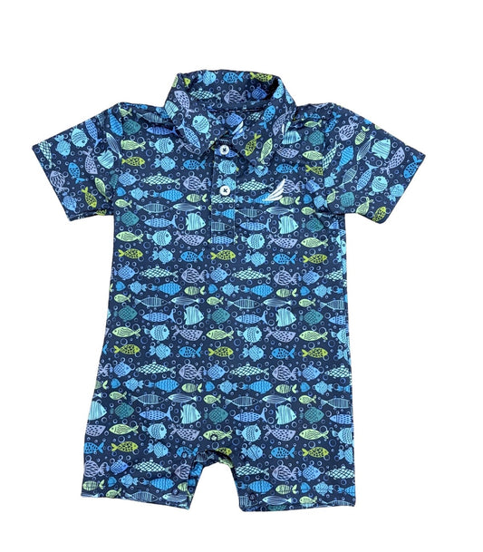 Banks blue fish s/s polo romper