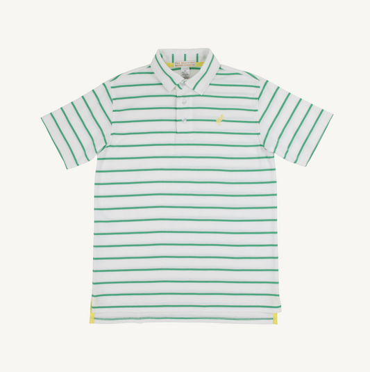 Prim and proper s/s polo - gibson island green stripe