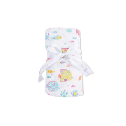 Sunny coral reef fish swaddle blanket