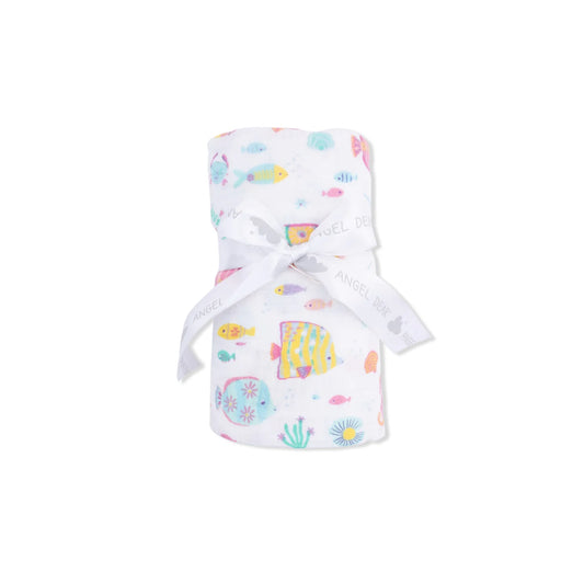 Sunny coral reef fish swaddle blanket