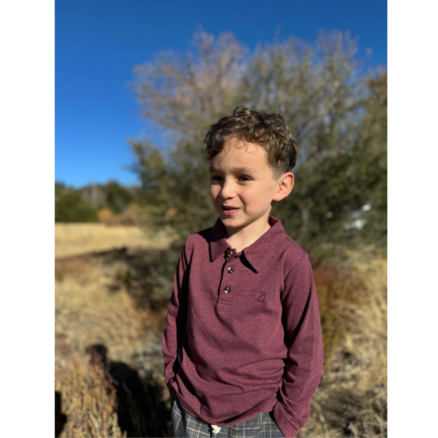 Spencer l/s polo - burgundy