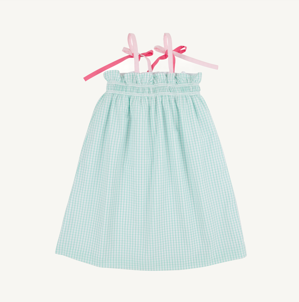 Laineys little dress - turks teal windowpane