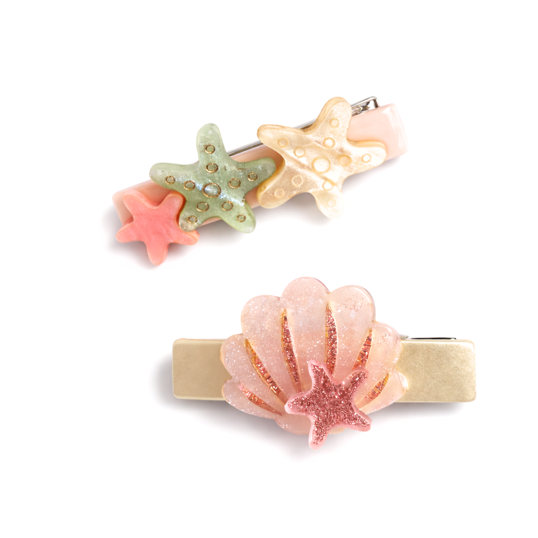 Seashell & stars hair clips