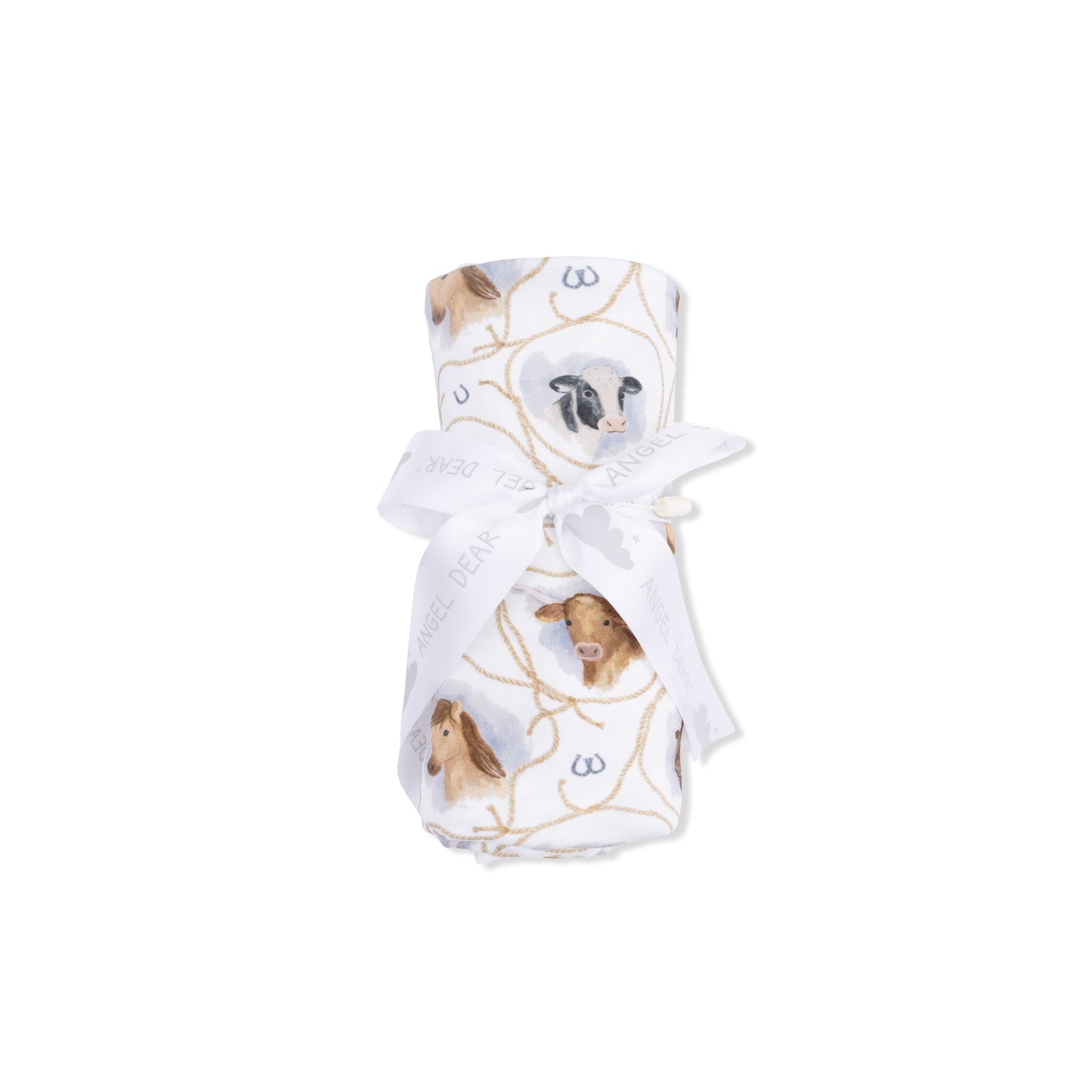 Farm animals rope cameos swaddle blanket