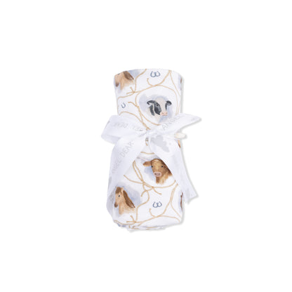 Farm animals rope cameos swaddle blanket