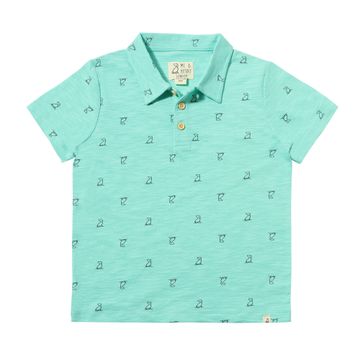 Polreath polo - aqua henry print