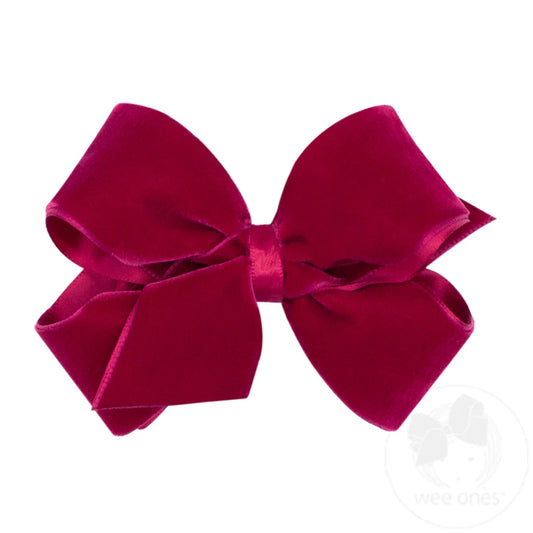 Small classic velvet bow - cardinal