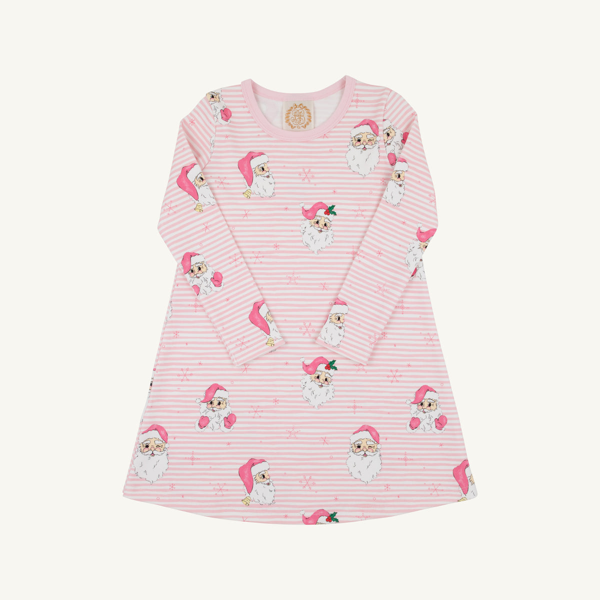 Polly l/s play dress - dear Santa pink