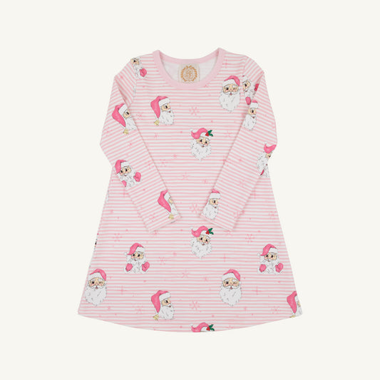 Polly l/s play dress - dear Santa pink