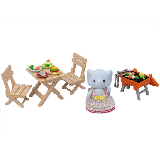 Dollhouse playset - elephant bbq picnic set