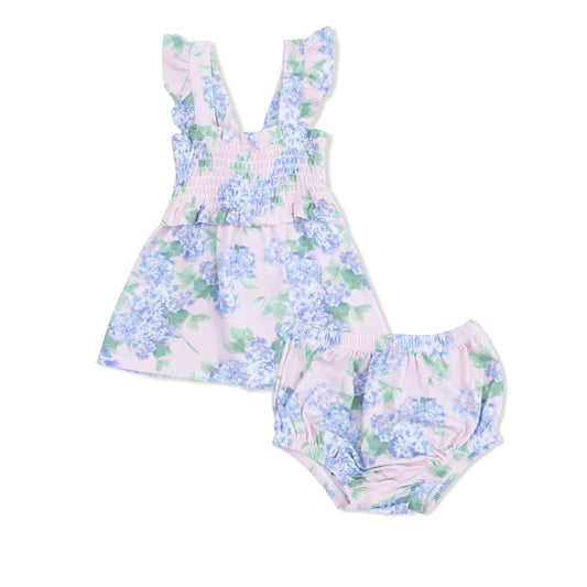 Hydrangeas smocked top w. bloomers