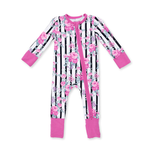 Cabbage rose stripe conv. romper