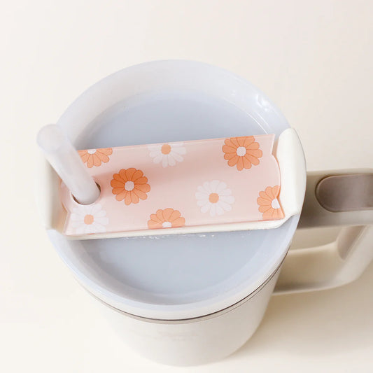 Tumbler lid tag - daisy tan