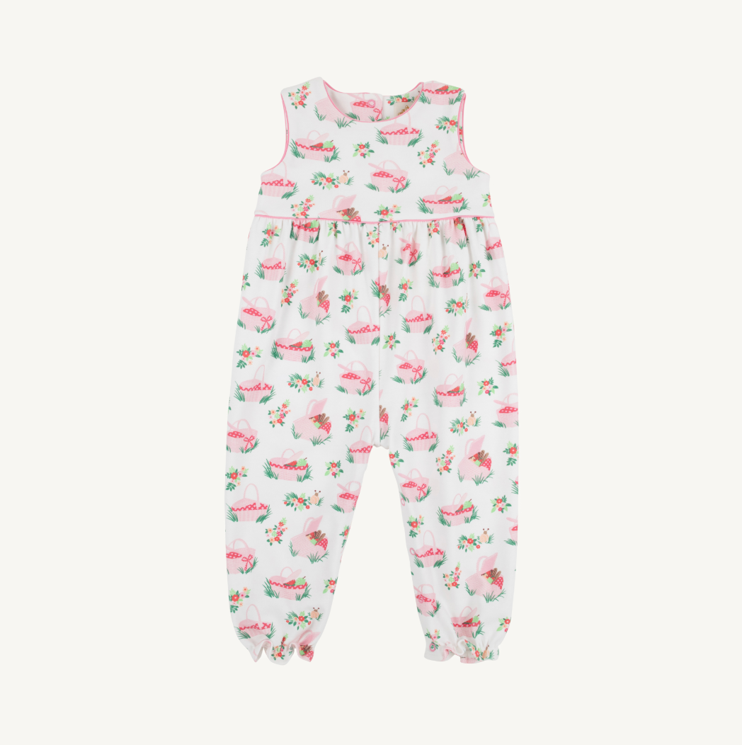 Sleeveless rebecca romper - pink picnic pack