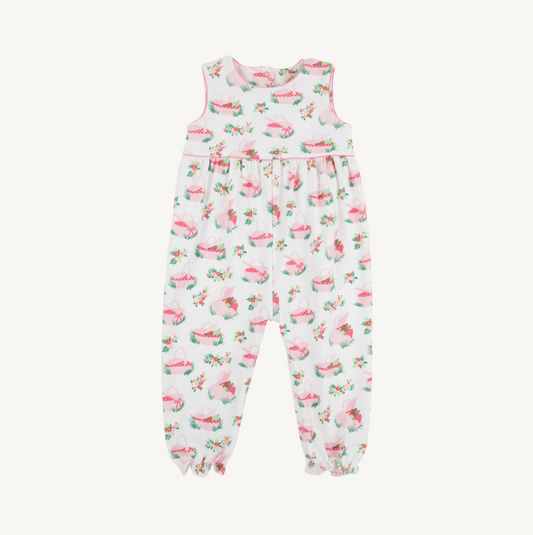 Sleeveless rebecca romper - pink picnic pack