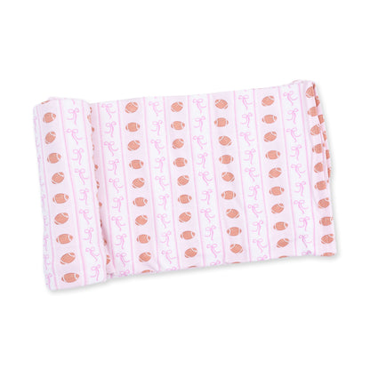 Football bow stripe swaddle blanket