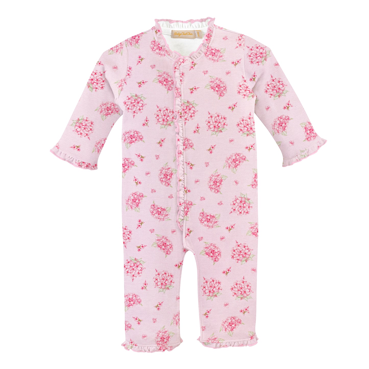 Soft hydrangeas ruffle coverall